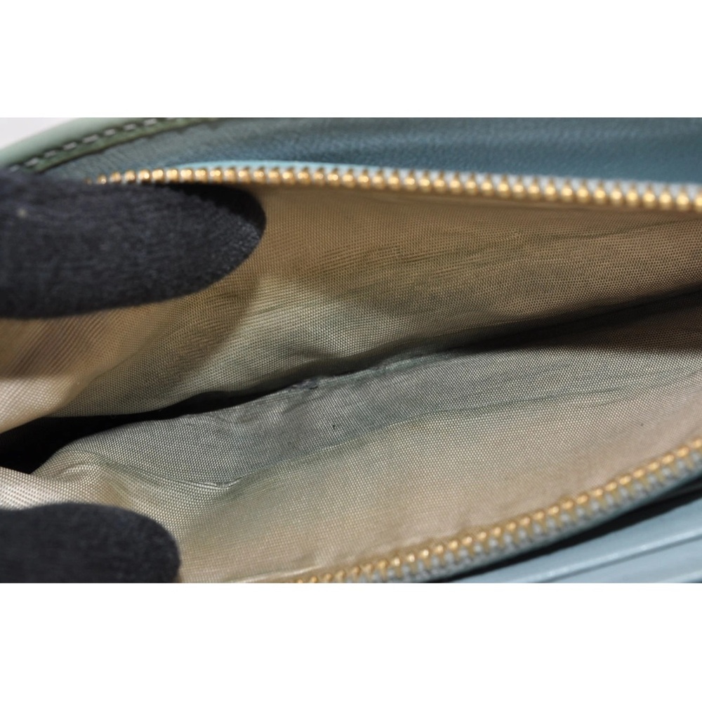 PRADA Long Wallet Leather Blue Gold Women Zip Used Authentic 10D6324 - Picture 9 of 15